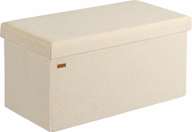 Rozkładana ława Casaria w kolorze beżowym z wykończeniem ze sznurka i MDF, W x S x G: 76 x 38 x 38 cm