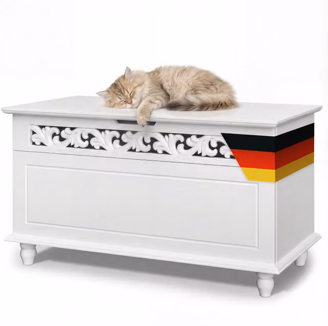 Kufer drewniany Casaria Jersey Biały W: 80 cm, G: 40 cm, H: 48 cm