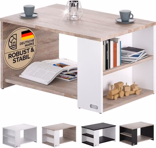 Stolik kawowy Casaria biały beżowy wielokolorowy W x S x G: 90 x 60 x 50 cm