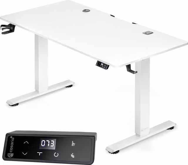 Biurko regulowane elektrycznie Casaria białe S/G/W: 120 x 60 x 72-117 cm